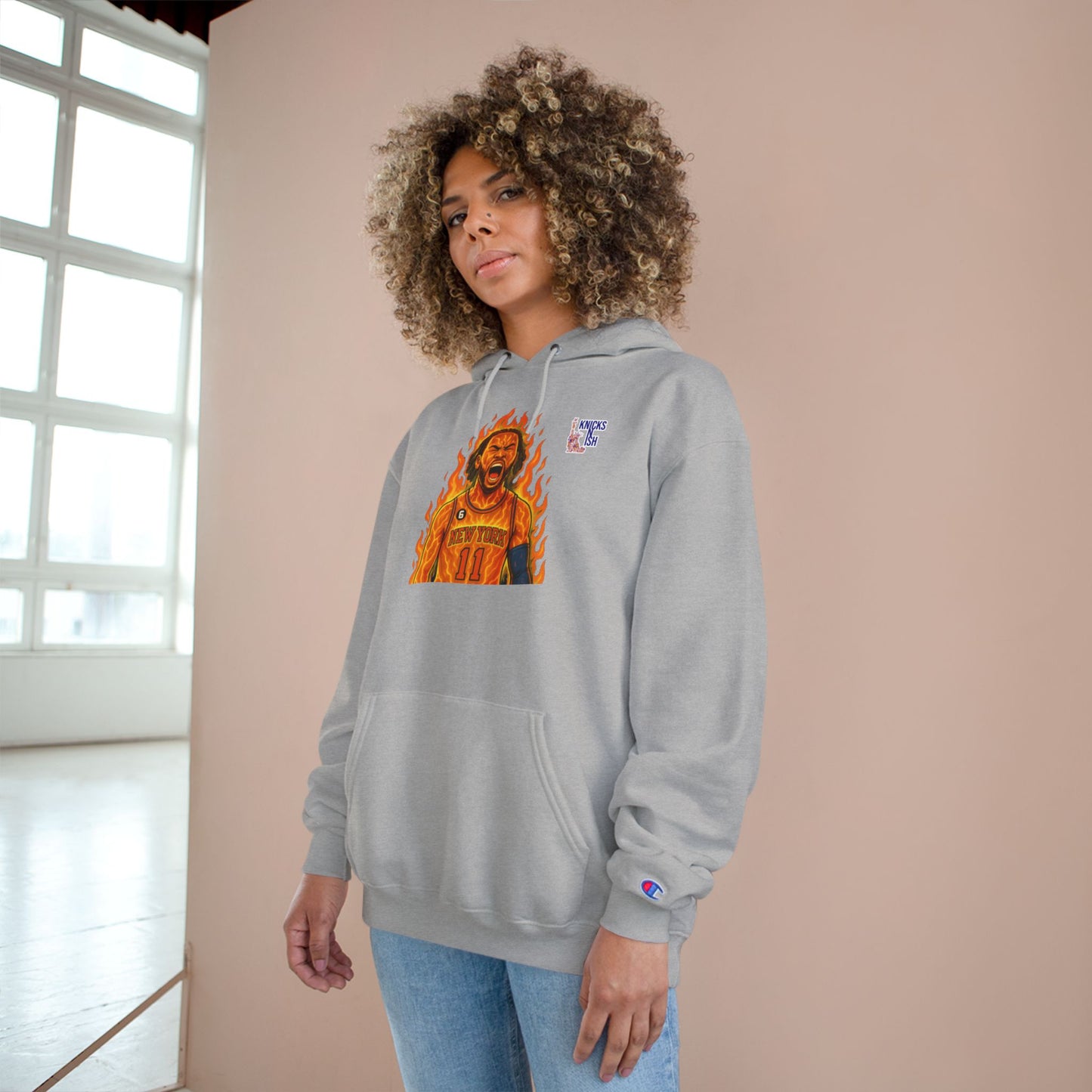 Knicks N Ish x Champion Hoodie – Brunson On Fire Edition