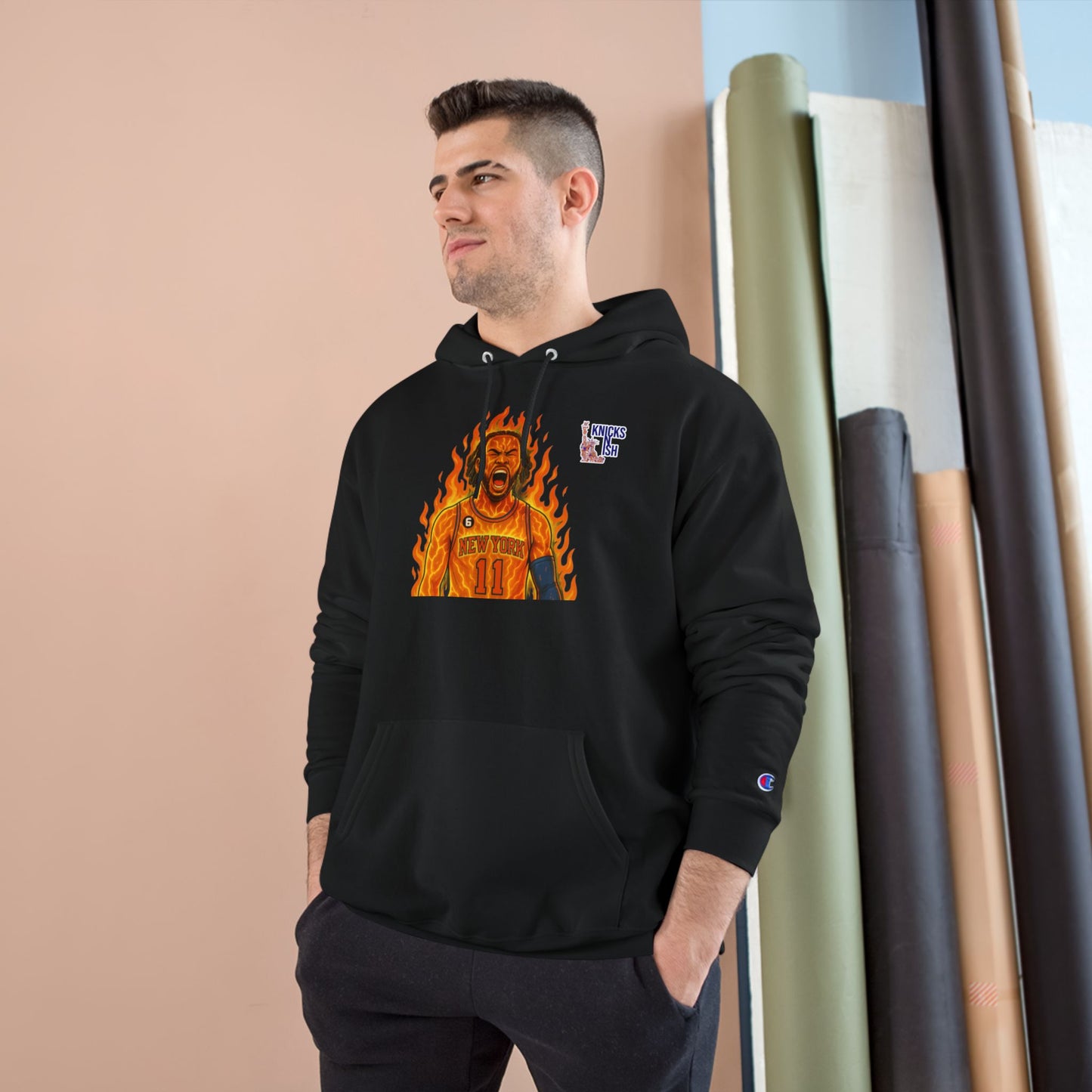 Knicks N Ish x Champion Hoodie – Brunson On Fire Edition